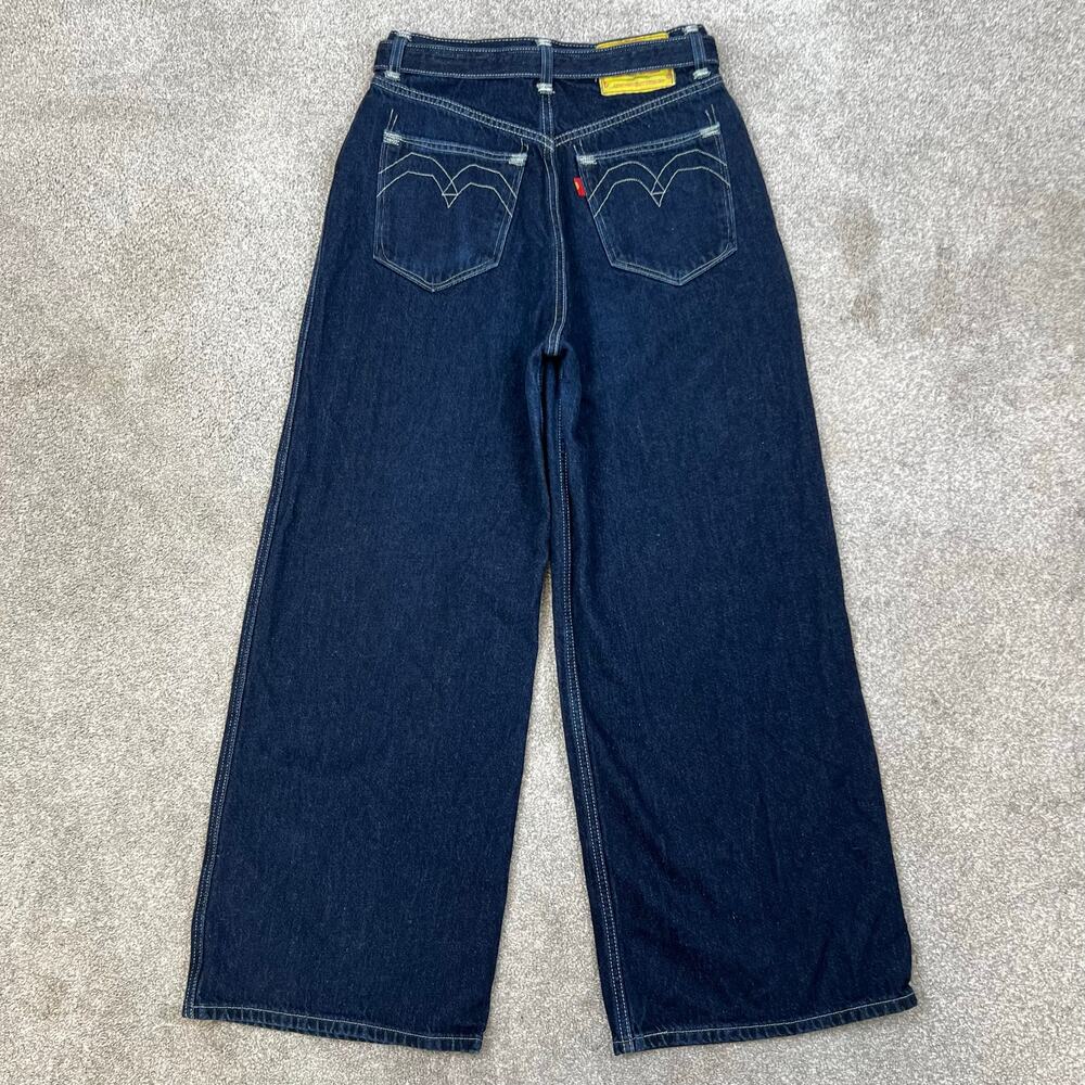 Levi's Red Positively Superior Wide Leg Loose Dark Wash Belted Jeans (Sz 28) - Picture 15 of 16